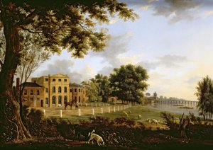 Vista de la granja de Chelsea con el Támesis y el puente de Battersea, 1790 de Hendrik Frans de Cort