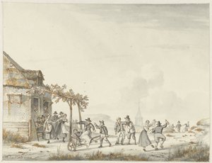 Fiesta de pueblo en una posada junto a las dunas de Hendrik Gerrit ten Cate