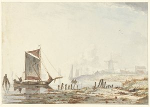 Barcos en un río, cerca de la orilla de Hendrik Gerrit ten Cate