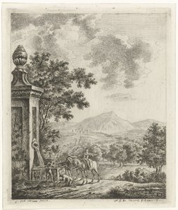 Paisaje con figuras junto a un pozo de Hendrik Godart de Marée