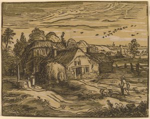 Paisaje con una granja de Hendrik Goltzius