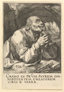San Pedro, de Cristo, los Apóstoles y San Pablo con el Credo de Hendrik Goltzius