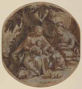 La Sagrada Familia con Santa Isabel y San Juan Bautista de Hendrik Goltzius