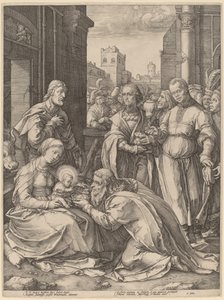 La adoración de los magos de Hendrik Goltzius in the style of Lucas van Leyden