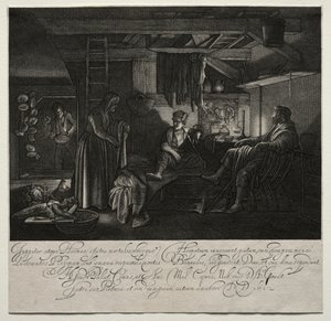 Júpiter y Mercurio en la casa de Filemón y Baucis de Hendrik Goudt