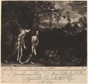 Tobías y el ángel (El gran Tobías) de Hendrik Goudt after Adam Elsheimer