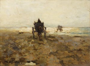 Conducción de caballos de Clammers, c. 1890 de Hendrik Johannes Weissenbruch