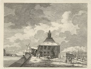 Sagged Muiderpoort, visto desde la rampa, 1769 de Hendrik Keun