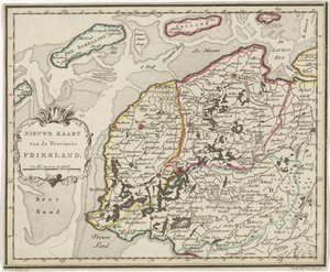 Mapa de Frisia Nuevo mapa de la provincia de Friesland (título sobre objeto) de Hendrik Kloekhoff