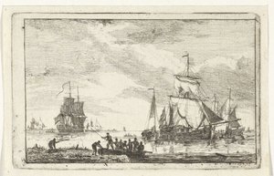 Vista al río con pescadores. de Hendrik Kobell