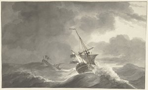 Dos barcos en el mar en tormenta