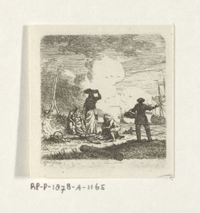 pescadores en la playa de Hendrik Kobell