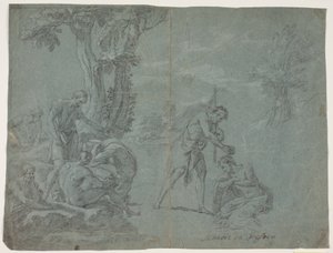 El bautismo de Cristo. Estudio antiguo de una representación de Simone Cantarini de Hendrik Krock