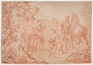 Rómulo y Remo. (Livius I, 4). Estudio después de la pintura de Carlo Maratti en Sanssouci, Potsdam (realizado en 1692 para Niccolo Maria Pallavicini) de Hendrik Krock