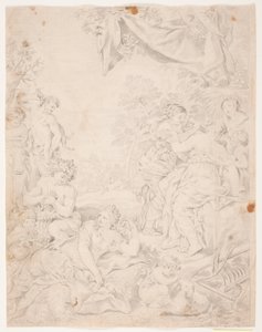 Edad de Plata. Estudio después de la composición de Pietro da Cortona en la Sala della Stuffa, Palazzo Pitti, Florencia de Hendrik Krock