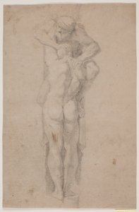 Figura Masculina de Pie, Sostenida (o Presionada) por un Hombre con Barba