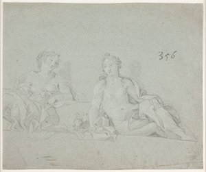 Dos figuras femeninas sentadas de Hendrik Krock