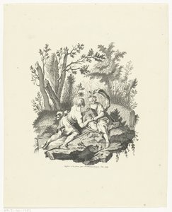 Pastor y pastora con pájaro y casita para pájaros de Hendrik Nieuwenhuysen