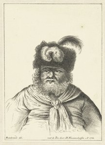 Hombre sentado con gorro de piel de Hendrik Nieuwenhuysen