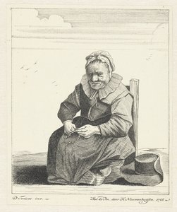 Anciana sentada con rosario