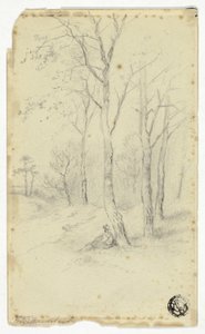 Hombre sentado bajo los árboles de Hendrik Pieter Koekkoek