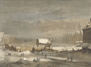 El Damrak en invierno de Hendrik Pothoven