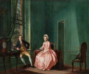 El poeta Johannes Nomsz y su esposa Anna Maria Telghorst en su sala de estar,Amsterdam de Hendrik Pothoven