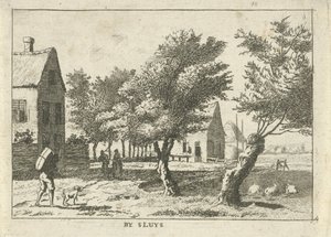 Viajero en un pueblo Por Sluys (título sobre el objeto) Paisajes en la región de Schieland (título de la serie) de Hendrik Roosing