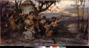 Bacanal. Pintura de Henryk Siemiradzki (1843-1902), óleo sobre lienzo, alrededor de 1890. Arte polaco de Henryk Siemiradzki