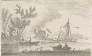 Vista al río con hornos de cal. de Hendrik Spilman