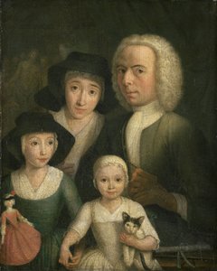 Autorretrato con Suzanna van Bommel y dos hijas de Hendrik Spilman