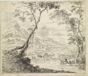 Paisaje con pescadores junto a un río. de Hendrik Tavenier