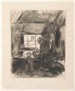 Interior con esposa y dos hijos