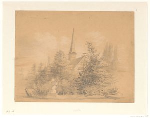 Iglesia entre árboles de Hendrik Valkenburg