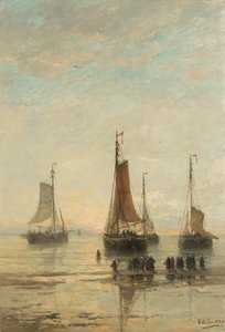 Barcos de Scheveningen fondeados de Hendrik Willem Mesdag