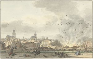 La explosión del Kruithuis en Delft, el 12 de octubre de 1654 de Hendrik de Winter (signed by artist)