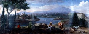Paisaje italianizante, con pastores descansando de Hendrik van (studio of) Lint