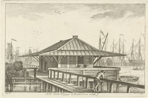 Bothuisje en Amsterdam en el IJ (título sobre objeto)