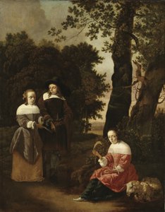 Una pareja y una pastora en un paisaje, 1661 de Hendrik van der Burgh