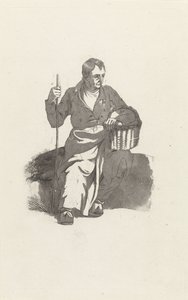 Hombre sentado con cesta de Hendrikus van de Sande Bakhuyzen