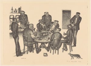 Hombres jugando a las cartas en un bar de Henk Henriët (signed by artist)