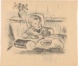 Niño con sombrero en la mesa de Henk Henriët