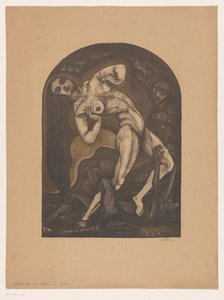 Mujer desnuda de pie sobre un hombre reclinado
Ilustración para Nana de Zola (título en el objeto) de Henk Schilling