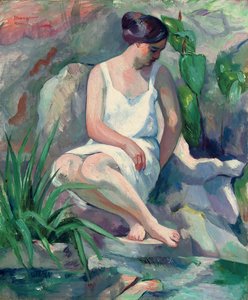 Bañista sentada en Cassis (Jeanne); Baigneuse assise a Cassis (Jeanne) de Henri Charles Manguin