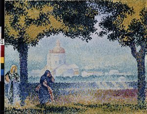 La Iglesia de Santa María de los Ángeles cerca de Asís. Pintura de Henri Edmond Cross (1856-1910)