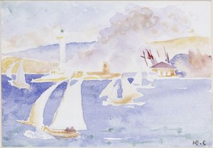 Costa marítima con faro y casa de Henri-Edmond Cross