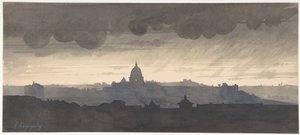 San Pedro vista desde el Pincio, Roma de Henri-Joseph Harpignies