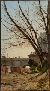 Vista del Pont Neuf y de la punta occidental de la Île de la Cité desde las orillas del Sena de Henri-Joseph Harpignies
