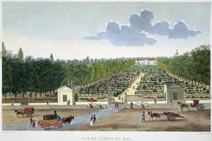 Vista del Jardin du Roi en París desde el puente de Austerlitz, grabado por Claude Fortier de Henri (after) Courvoisier Voisin
