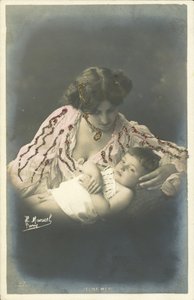 Niño con su madre (foto en color) de Henri (after) Manuel